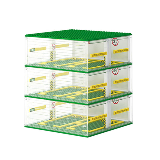 Cabeeskii Garage for Speed Champions Cars, Building Blocks Garage DIY 3-Layer Display Case Car Parking Garage, Carport Compatible with Building Blocks Sports Cars (Without Cars)