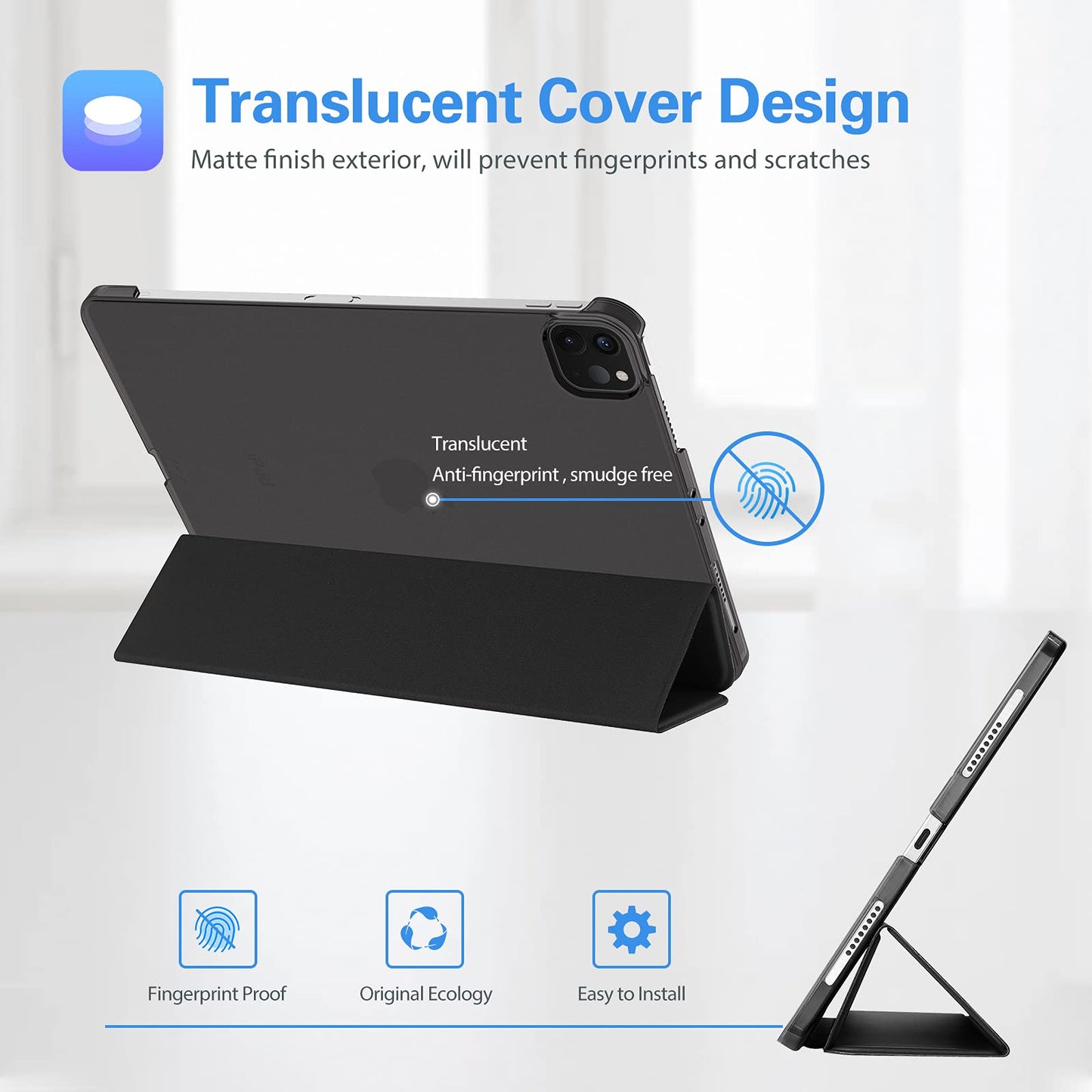 ProCase Case for iPad Pro 12.9" 6th/5th/4th/3rd Gen/iPad Air 13" (M3/M2), Cover for iPad Pro 12.9 Inch 2022 2021 2020 2018/ iPad Air 13 Inch 2025 2024, Slim Stand Hard Back ShellBlack
