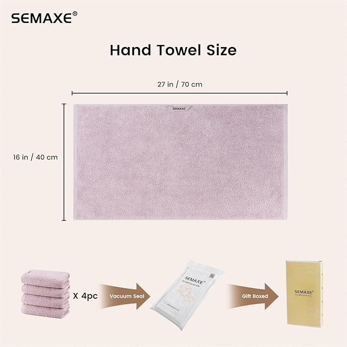 SEMAXE Purple Hand Towels for Bathroom, 100% Cotton Towels