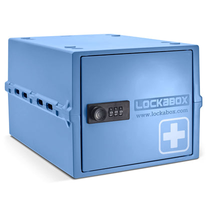 Lockabox One™ | Premium Lockable Medicine Box (A4-Sized) | Lightweight & Hygienic Medicine Lock Box | Made In Britain | External Size 31 x 21 x 17 cm (Medi Blue)