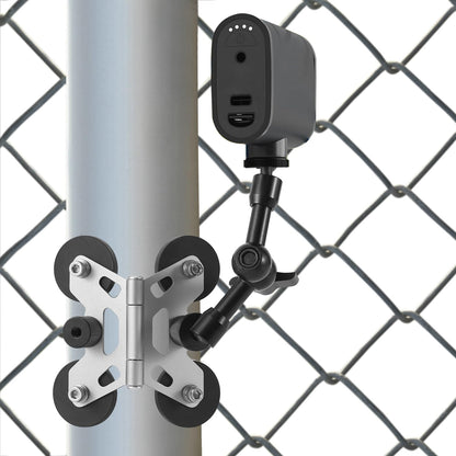 Magnetic Camera Fence Mount for Mevo Start, Post Mount for Cell Phone/GoPro,Two 1/4" Threaded Points, Flexible Hinge Camera Holder, for Recording Baseball/Tennis Games/Softball