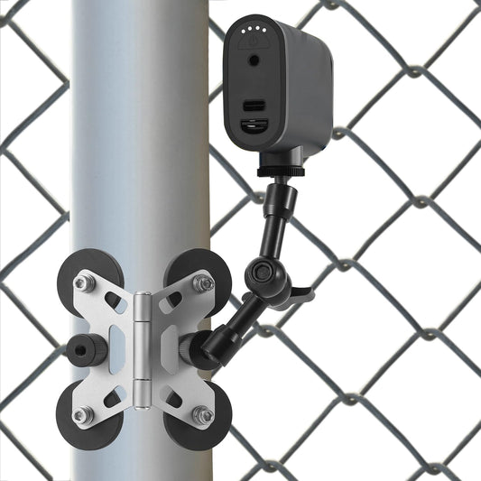 Magnetic Camera Fence Mount for Mevo Start, Post Mount for Cell Phone/GoPro,Two 1/4" Threaded Points, Flexible Hinge Camera Holder, for Recording Baseball/Tennis Games/Softball