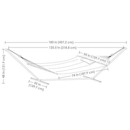 Sunnydaze Quilted Double Hammock with Stand for Outside - 400-Pound Capacity 2-Person Hammock with Stand - 15-Foot Stand - Catalina Beach