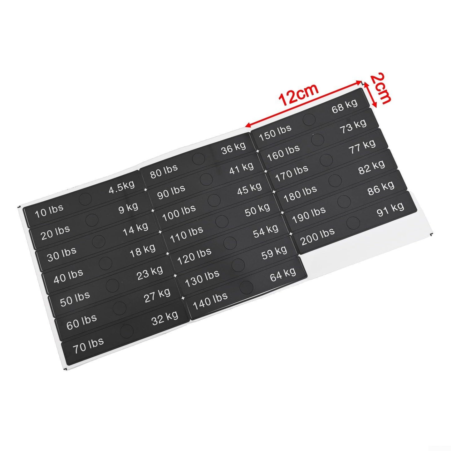 Deskbloom Weight Stickers Number Label For Gym Equipment 10LB-340LB PP Plastic Clear Marking Compatible With Weight Stack Blocks(10LB-200LB)