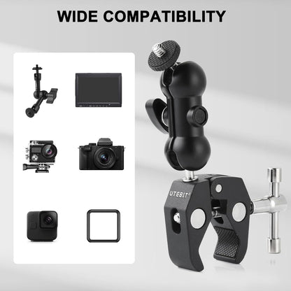 UTEBIT Super Clamp Camera Mount with 360° Ballhead Magic Arm, Super Clamp Mount with 1/4" and 3/8" Thread, Desk/Bike/Bicycle/Motorcycle/Handlebar for GoPro, Phone, Camera, Monitor, LED Light