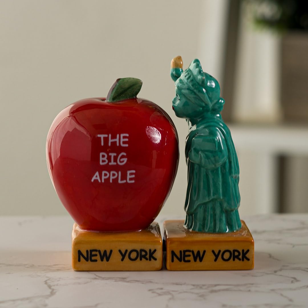 Pacific Giftware Empire State Apple and Liberty Ceramic Salt and Pepper Shakers