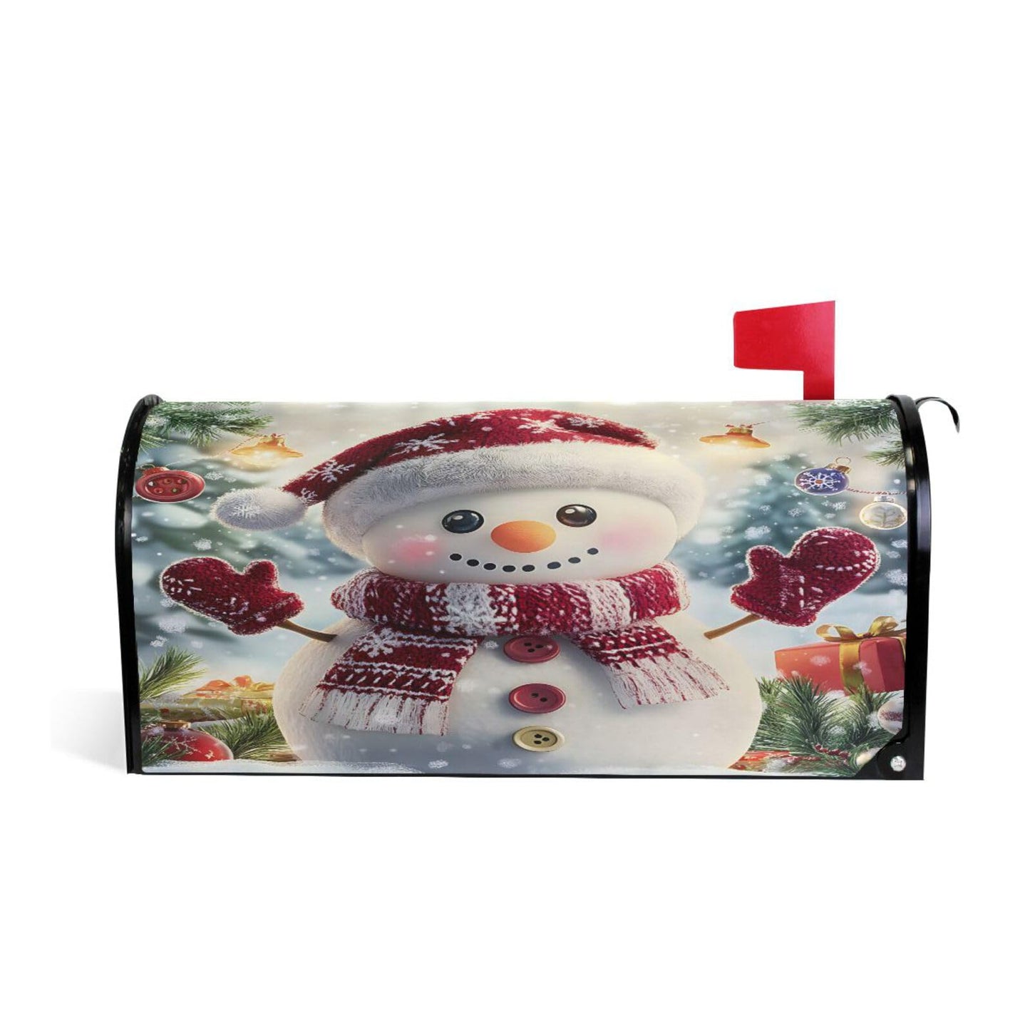 ALAZA Christmas Cute Snowman Winter Snowflakes Magnetic Mailbox Cover MailWraps Garden Yard Home Decor for Outside Standard Size-18"x 20.8"