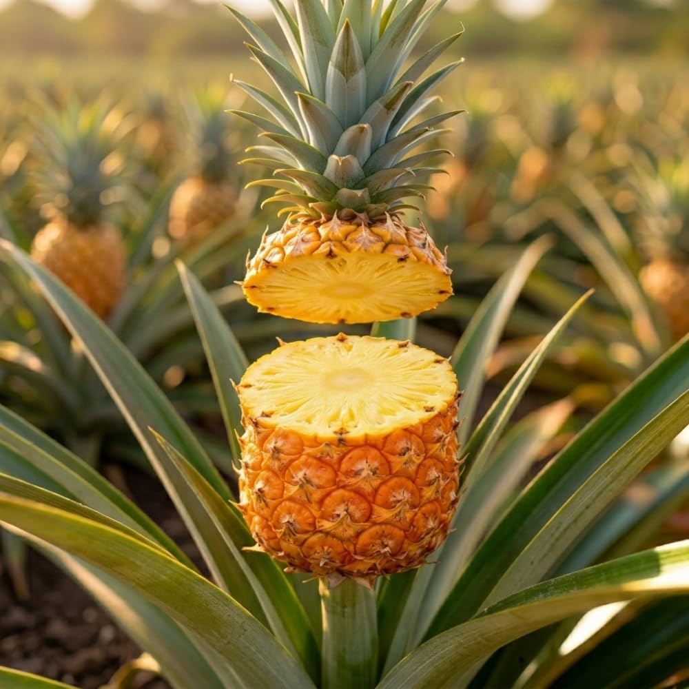 2 Elite Gold Pineapple Plant Live, Pineapple Tree Shrub Bush for Outdoor Planting, Sweet Fruit Tree, Hardy and Well-Rooted, 4-6 Inches Tall