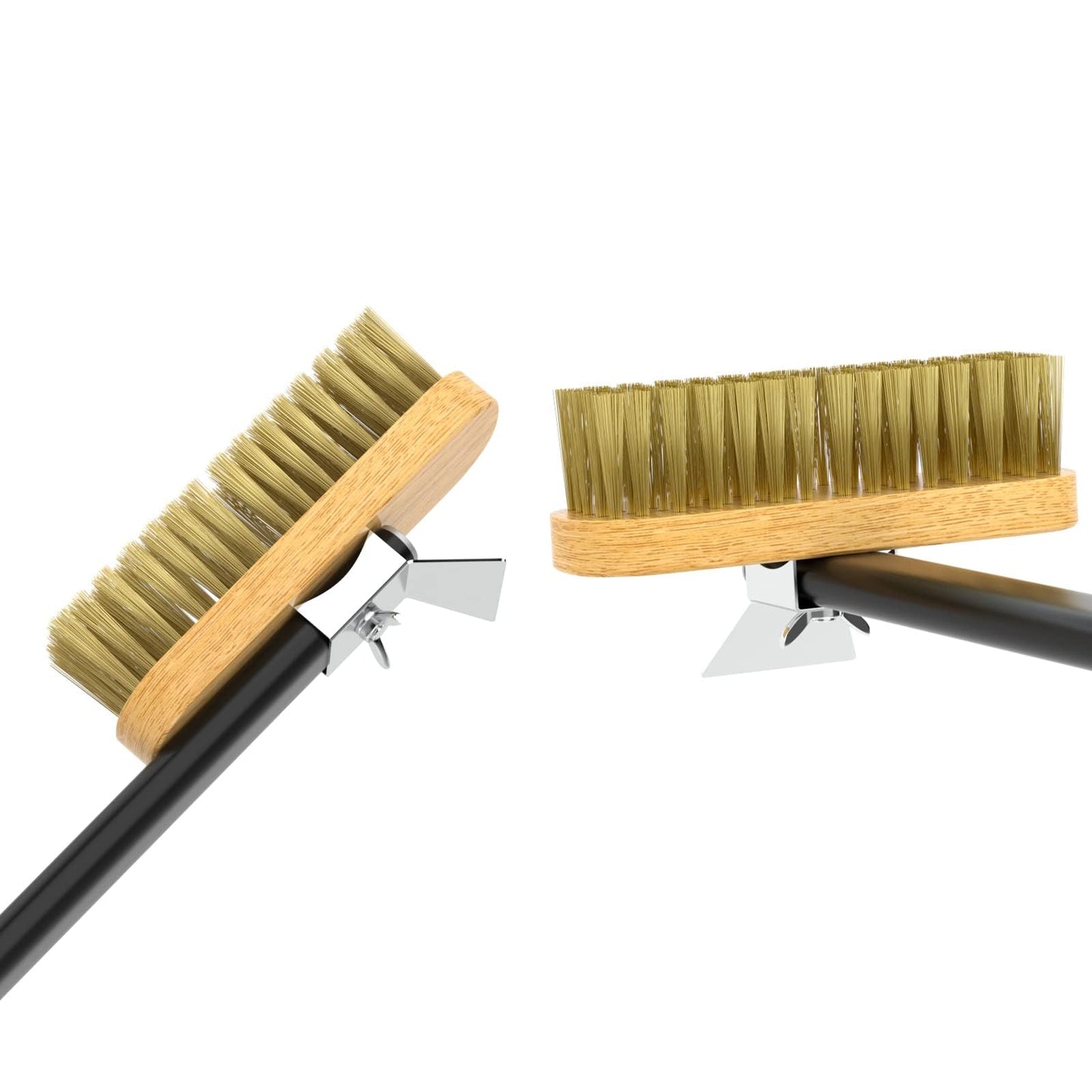 G.a HOMEFAVOR Pizza Oven Brush Stone Cleaner Brass Bristles & Steel Scraper Cleaning Tool With Detachable Long Handle For Oven BBQ Grill, Total Length 31.1'' or 46.5''
