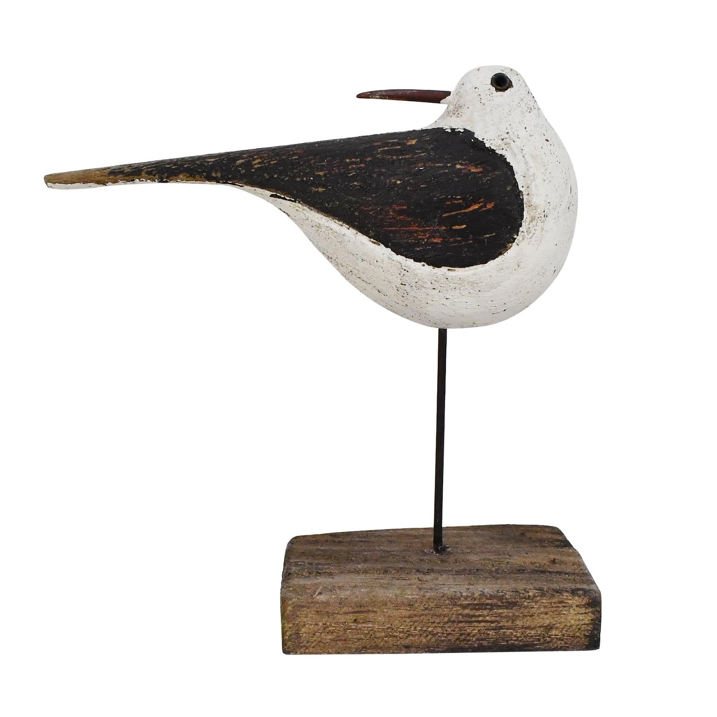 Wood Sea Bird Statue Seagull On Stand Decor Nautical Coastal Bird Sculpture