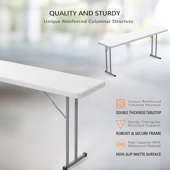 VINGLI 6 FT Narrow Folding Table, Home Work
