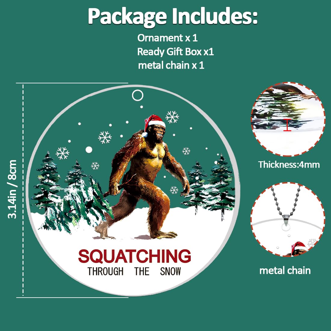 Bigfoot Ornament, Funny Sasquatch Ornaments for Christmas Tree, Unique Big Foot Ornament - Bigfoot Gifts, Big Foot Sasquatch Gifts for Men Women