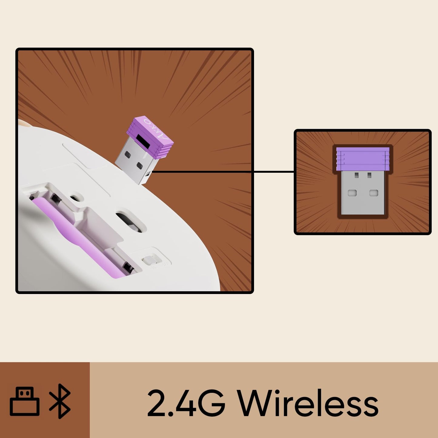 Akko Cat Theme Wireless Gaming Mouse, 2.4G GHz with a USB Receiver, Cute Optical Cordless Cartoon Mice for Computer/Laptop/Desktop/PC, Compatible with Mac/Win (Gray Mimo)