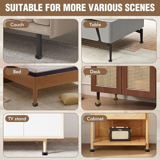 4 Pack Furniture Risers, Ajustable Bed Lifts Rrisers, 1 Inch Stackable Heavy