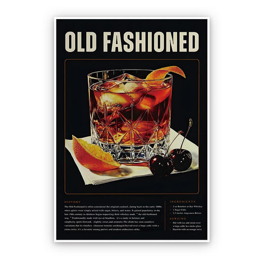 SKINGE Vintage Cocktail Poster-Bar Cart Accessories and Decor Old Fashioned Cocktail Aesthetic Prints Painting Canvas Wall Art For Living Room College Dorm Apartment Wall Decor 12x16in Unframed