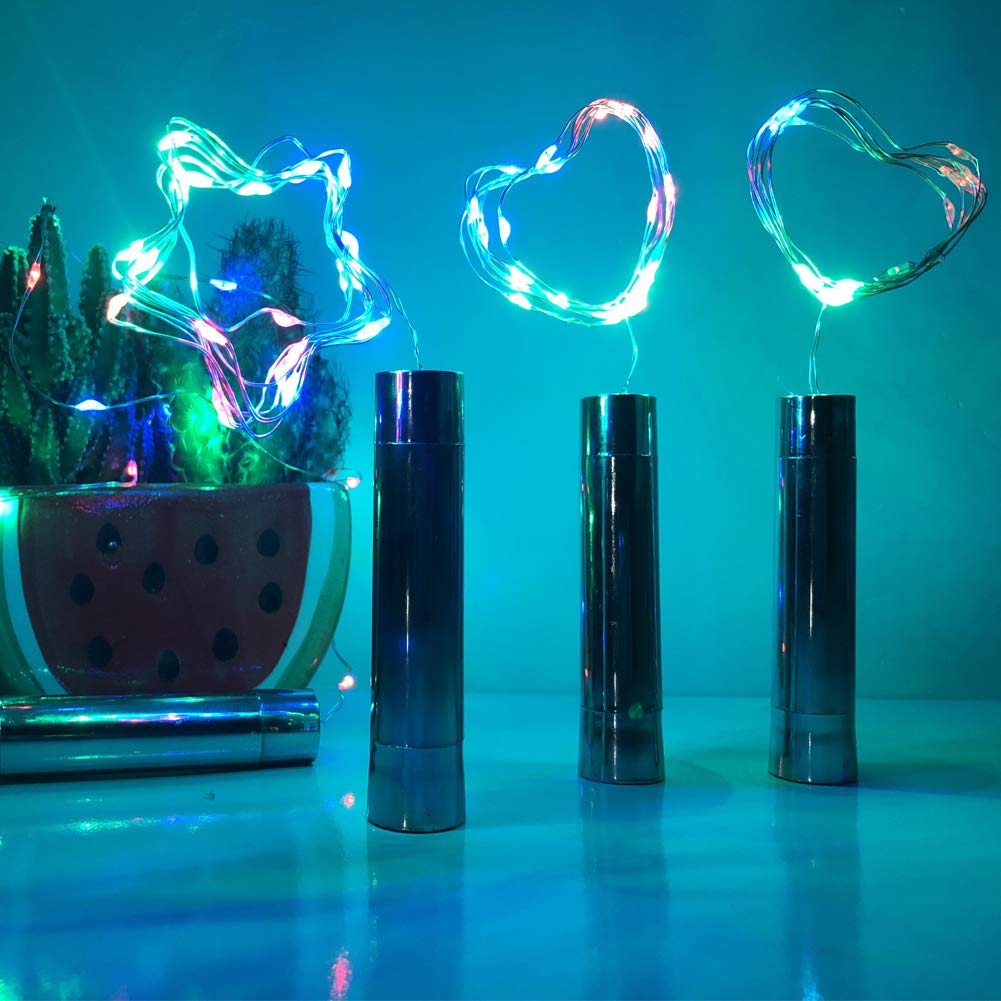 Wine Bottle Lights, 8 Packs AA Battery Powered, 20-LEDs 39 Inch RGB Wine Cork Starry String Fairy Lights for Bottle DIY, Christmas, Wedding, Dancing, Halloween, Party, Table Festival Decorations