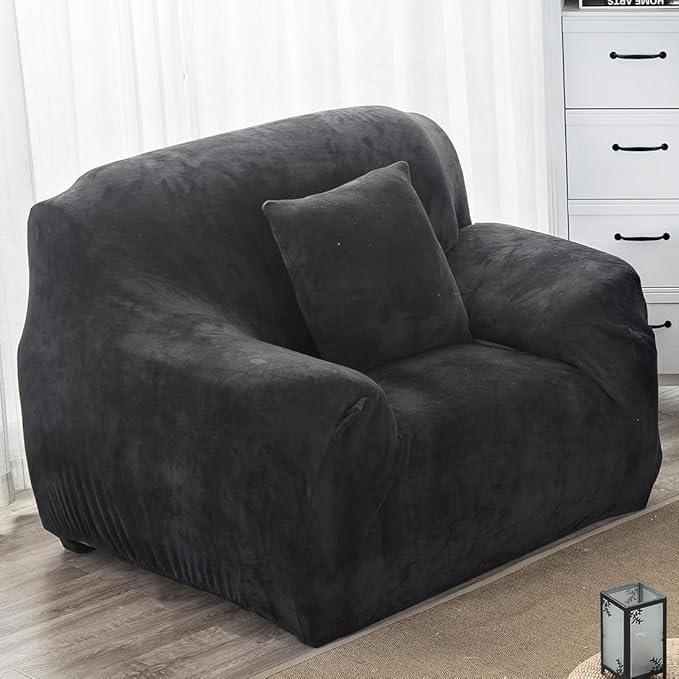 vctops 1-Piece Velvet Plush Stretch Chair Sofa Slipcover Soft Fuzzy Fluffy
