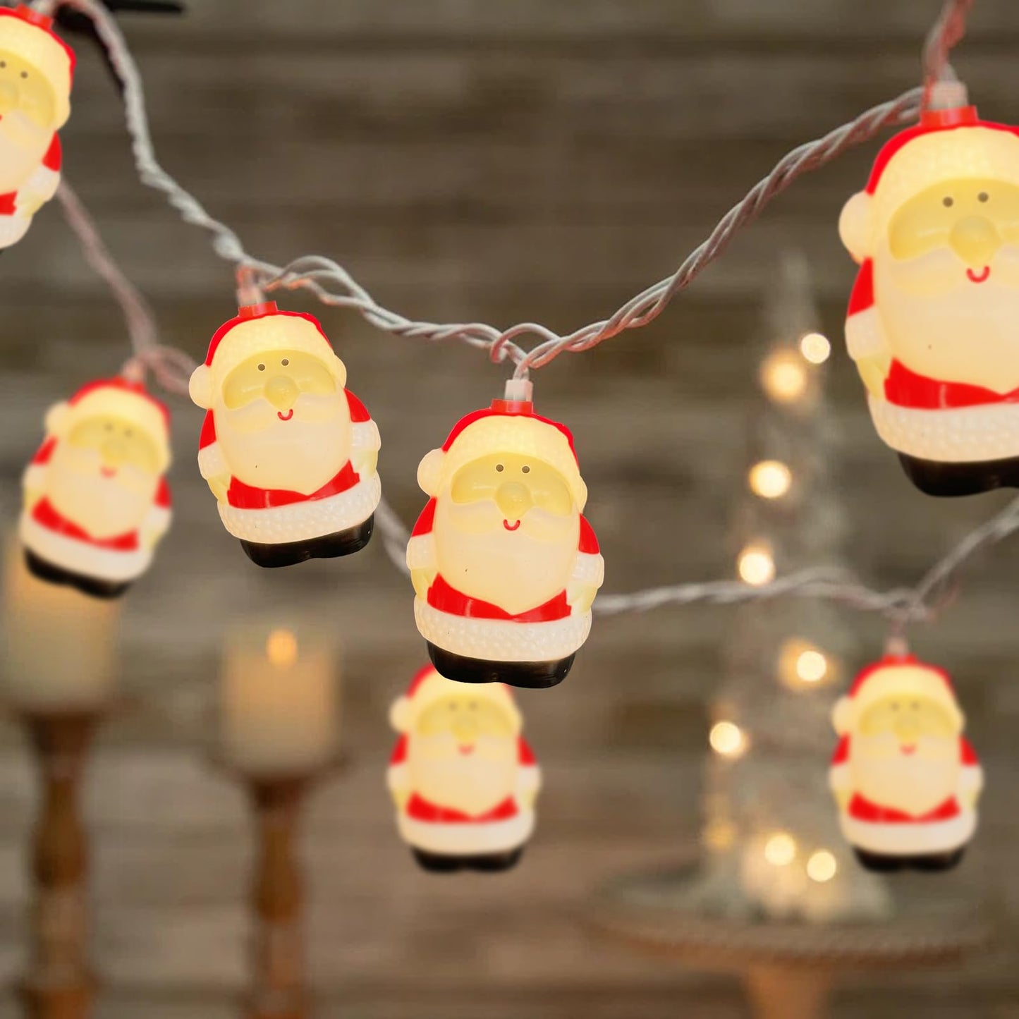 Christmas Santa String Lights, 8.5Ft Christmas Decorations Lights Outdoor with 10 Santa Claus Lights, Plug in Christmas Fairy Lights Waterproof for Indoor Xmas Tree Window Patio Garden Bedroom Decor