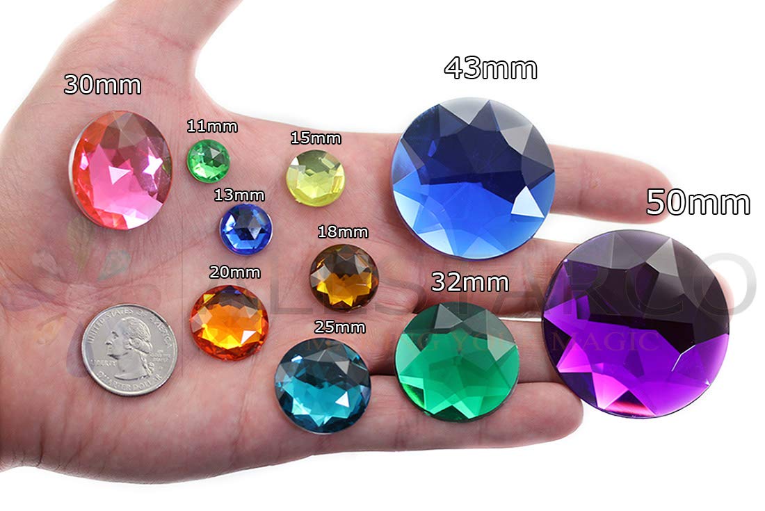 Allstarco 50mm Extra Large Flat Back Round Acrylic Rhinestones Plastic Circle Gems for Costume Making Cosplay Jewels Pro Grade Embelishments - 4 Pieces (Blue Aquamarine H122)