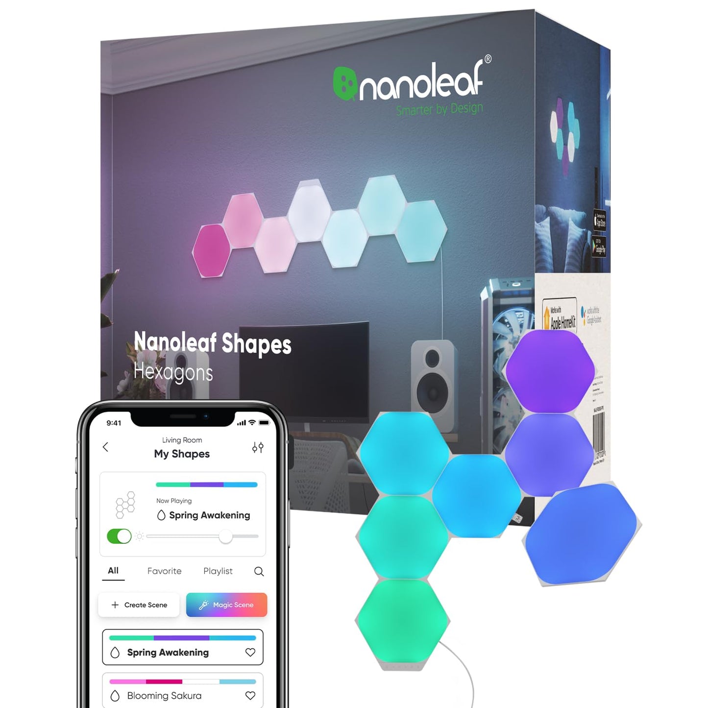 Nanoleaf Shapes Hexagons Smarter KIT 7 Panels - Multicolor