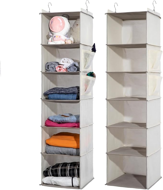 2 Packs Hanging Closet Organizer, 6-Shelf Closet Organizers and Storage