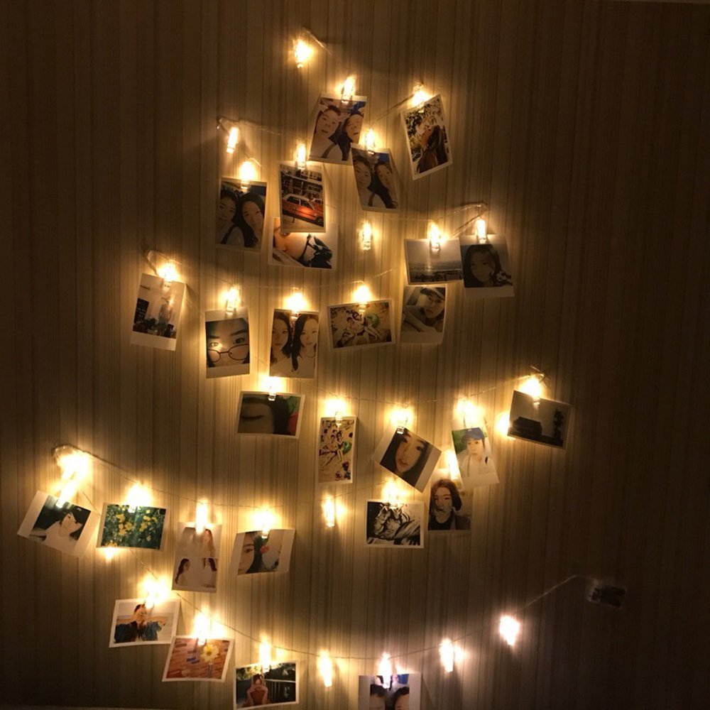 AOSTAR Tonver 20 LED Photos Clips String Lights (10ft. Warm White) Battery Operated Fairy String Lights for Bedroom Hanging Photos, Cards and Artworks