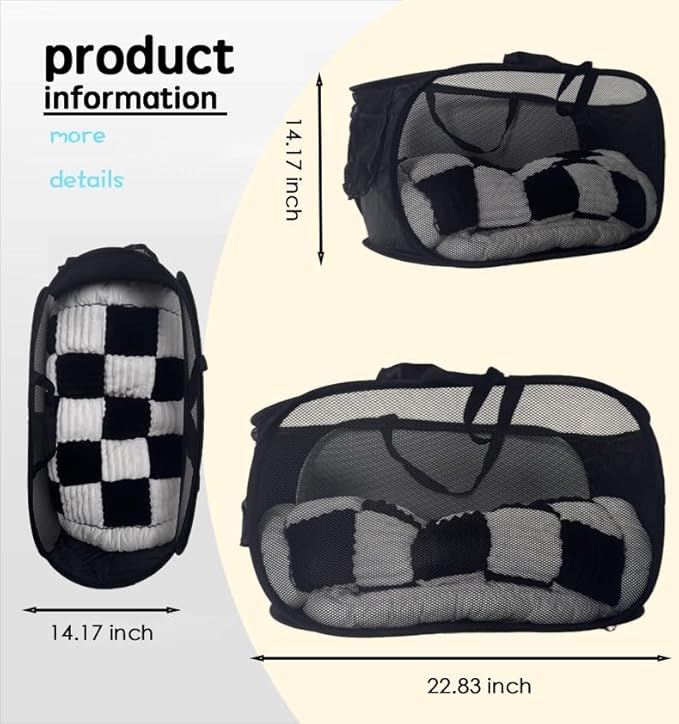 1 Pack Collapsible Laundry Baskets Popup Mesh Laundry Basket Durable Handles