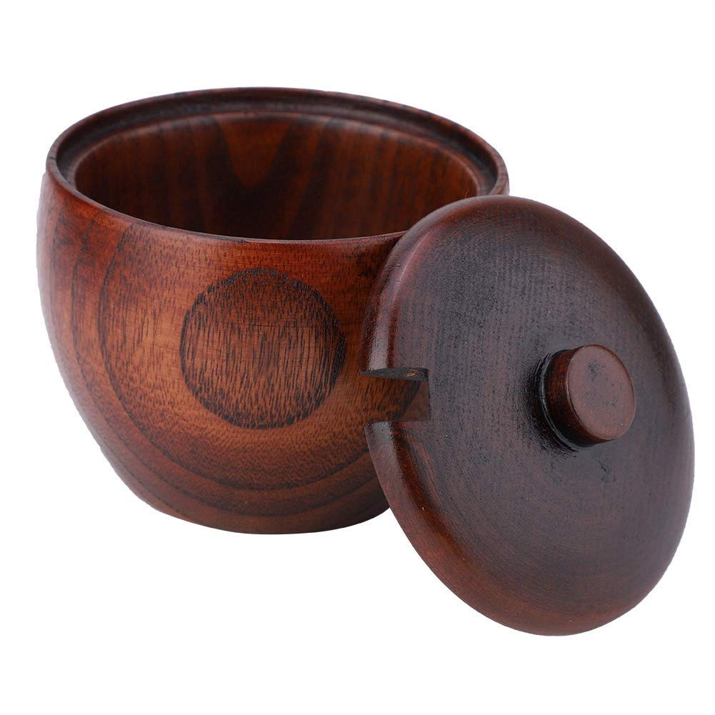 TOPINCN Solid Wood Jar Sugar Bowl, Salt Seasoning Box Japanese Style with Spoon and Lid, Kitchen Storage Container for Sugar Salt