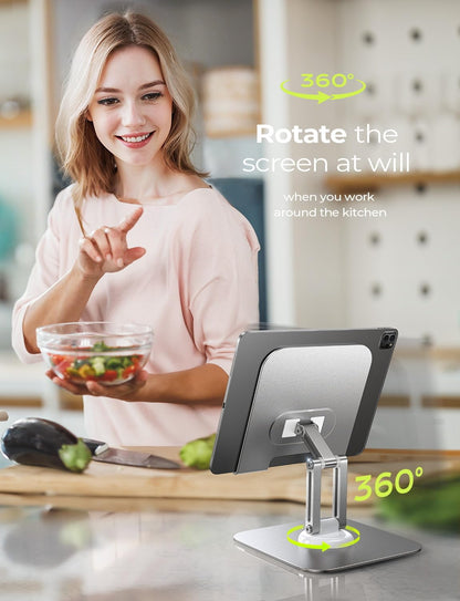 LISEN for iPad Stand Holder Adjustable Tablet Stand for Desk, 2025 for iPad Accessories for Computer Accessories Holder for Desk Kindle Table Mount/Monitor/PS/Switch iPhone 12.9"-4.7" (Sliver)