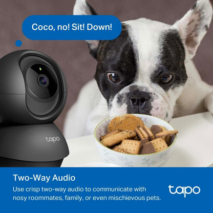 Tapo C201 Pan/Tilt Indoor Camera House Security Camera, WiFi Camera, No Monthly Fee, AI Detection, Dog Camera, Baby Camera Monitor, 1080p Full HD, 360° View, Night Vision, Works with Alexa & Google