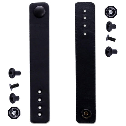 [2 Pack] IWB Belt Loop - (8-9oz Leather) - Black w/Black Pull-The-Dot Snap & Mounting Hardware - 6.0 x 0.875 Inches - for IWB Holster Carry - (Fit 1.25-2.00 Inch Belts (Adjustable)