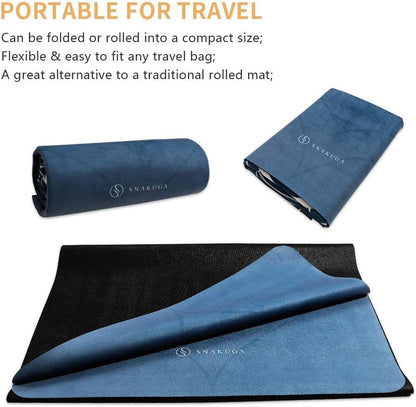 Travel Yoga Mat, Non Slip Exercise Suede Mat with Carry Bag, All-Purpose Fitness Mat with High Density Anti-Tear Surface for Women, Ideal for Pilates Workout (72'' x 24'' x 1.5mm Thick)