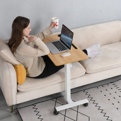 Furist Overbed Beside Table,Bed Desk,Hospital Bedside Table,Pneumatic Mobile Laptop Computer Standing Desk Cart with Tray