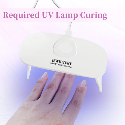 JEWHITENY Poly Extension Gel Nail Kit 14 PCS Poly Gel Kit with Slip Solution and Mini Lamp Nail Art Design Beginner