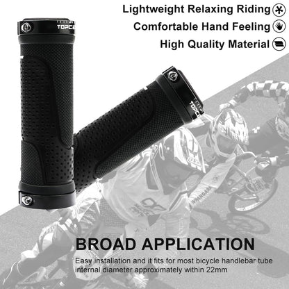 TOPCABIN Bike Handlebar Grips,Short Mini Bicycle Handlebar Grips Two-Color Rubber Bike Grips Fit Many Standard Bikes 2PCS 90MM Length (Aluminum Double Lock(Black90mm))