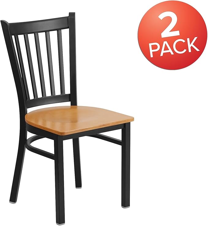 Flash Furniture 2 Pack HERCULES Series Black Vertical Back Metal Restaurant