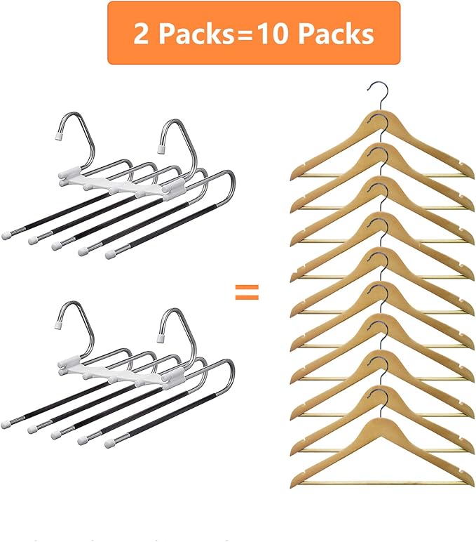 Kalimdor Pants Hangers 2 Pack Space Saving Metal Closet Organizer, Clothes