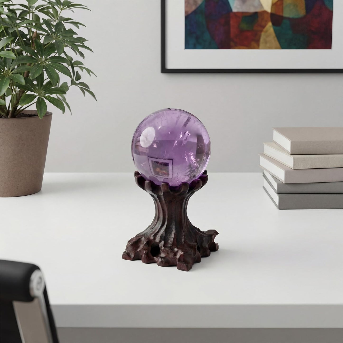 Geelin 2 Pack Crystal Ball Display Stand Sphere Holder, Wooden Crystal Egg Quartz Ball Display Easel Stands for Stones Gemstones Globe Stone Orb Collectibles Wood Base
