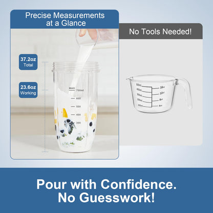 12-Piece Smoothie Blender Maker 25,000 RPM Personal Blender for Ice Crushing Smoothies & Frozen Drinks Nuts with 23oz, 32oz, 37oz Portable Cups Two 6-Leaf Stainless Steel Blades, Silver