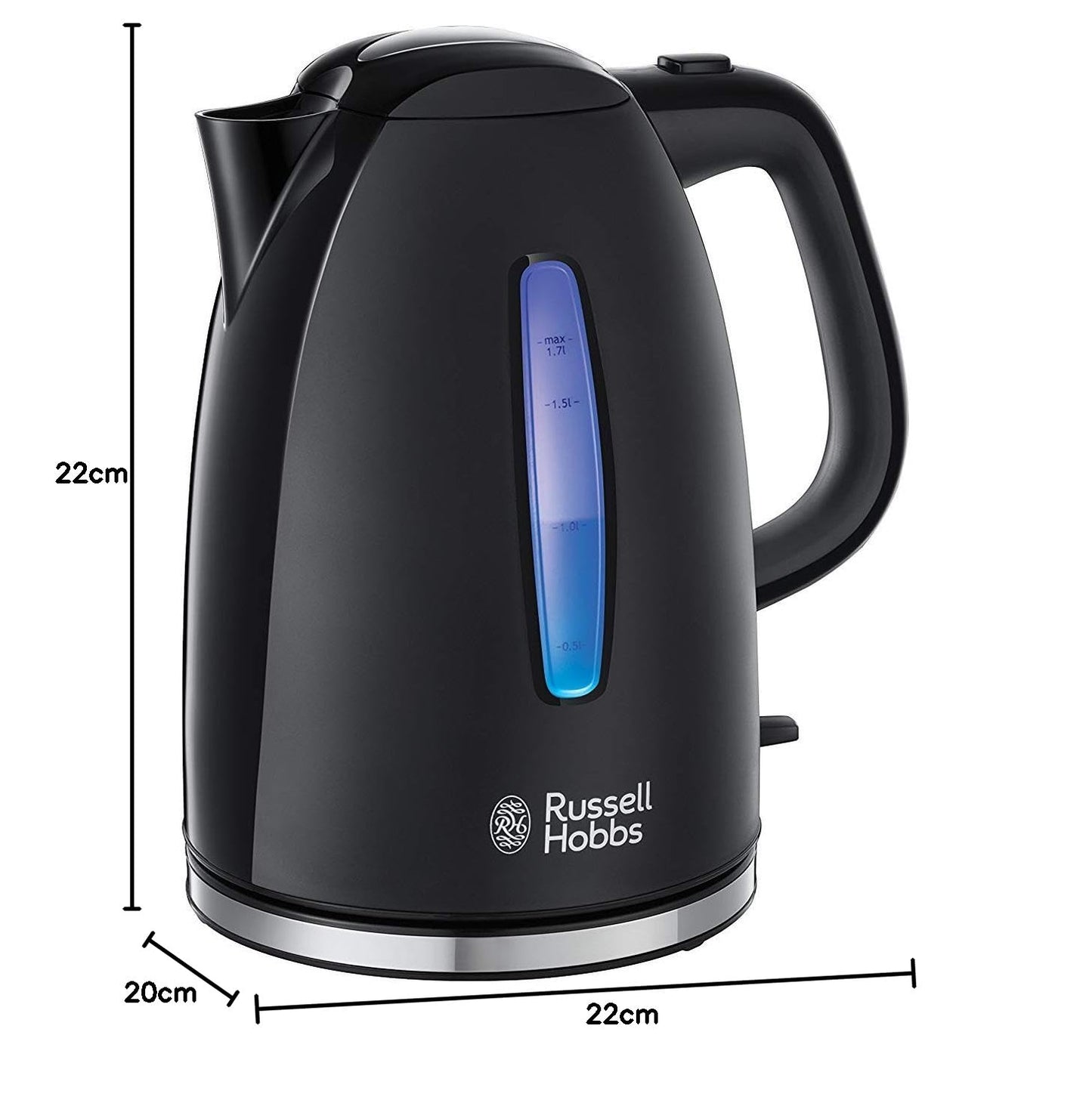 Russell Hobbs Textures+ Kettle [1.7 L, 2400 W, Blue LED Lighting] (Quick Boil Function, Removable Limescale Filter, Illuminated Water Level Indicator, Automatic Lid Opening) Tea Maker 22591-70