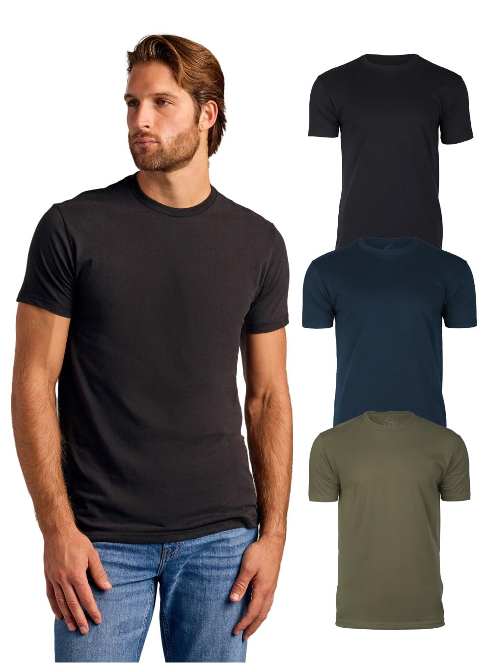 True Classic Mens T-Shirts - Short Sleeve Crew Neck Plain Novelty T Shirt for Men, Pack of 3, Variety, M