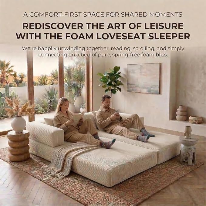 78" 4-in-1 Convertible Sofa Bed, Boneless Corduroy Sleeper Couch