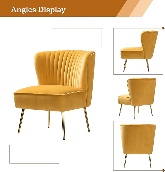 HULALA HOME Velvet Accent Chair, Modern Upholstered Cute Side Chair