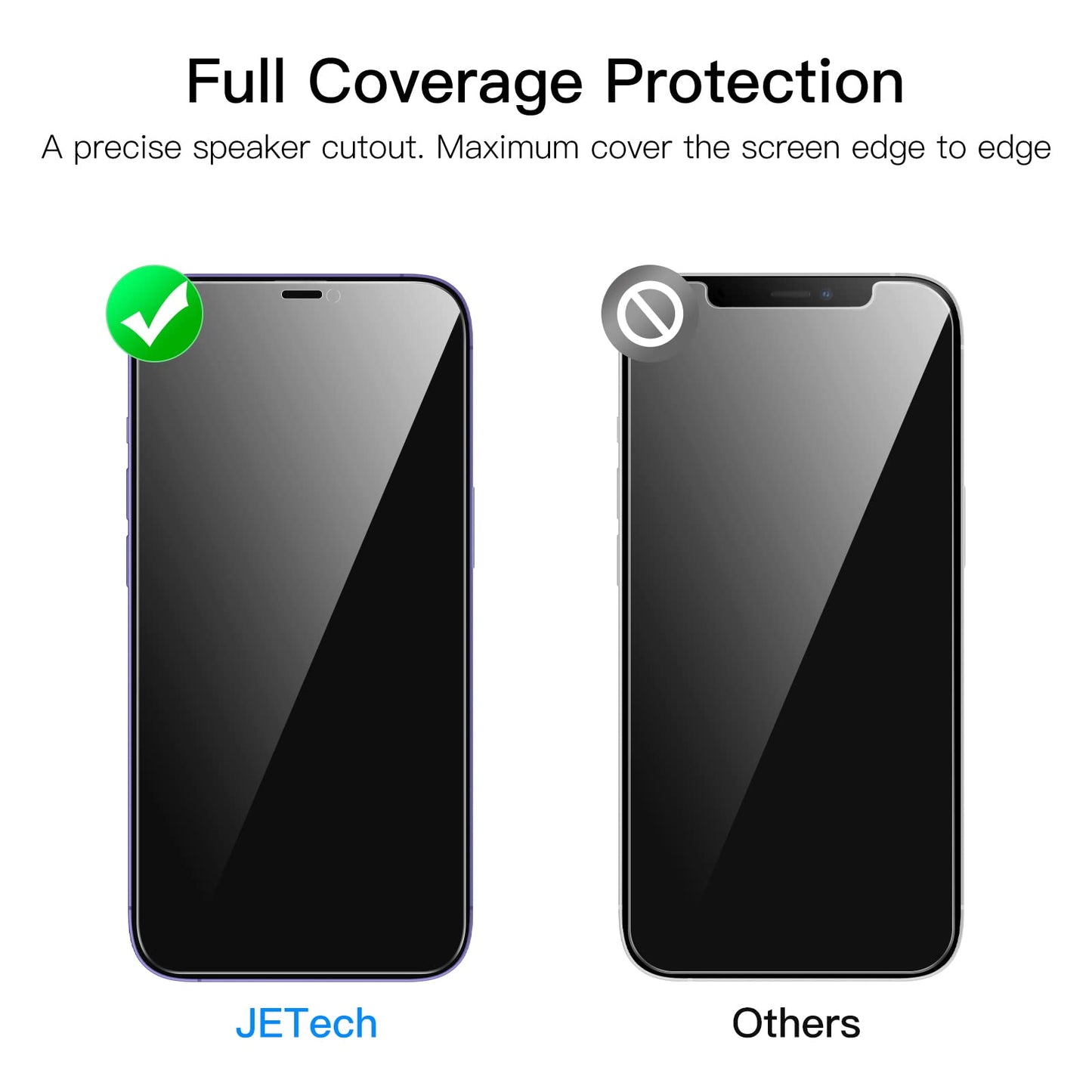 JETech Privacy Full Coverage Screen Protector for iPhone 16e 2025, iPhone 13/13 Pro 6.1-Inch, Anti-Spy Tempered Glass Film, Edge to Edge Protection Case-Friendly, 2-Pack