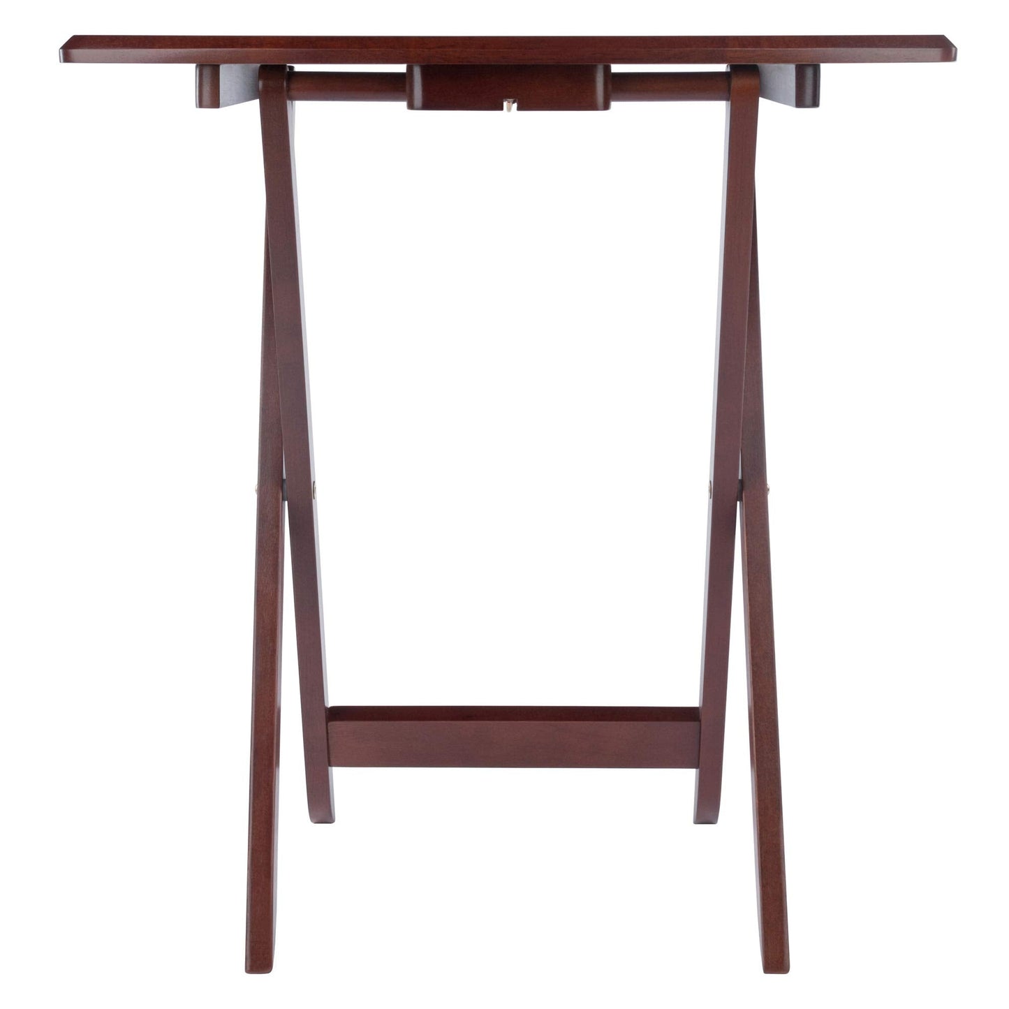 Winsome Darryl Set of 4 Oversized Foldable Snack Tables with Storage Rack, 26" in Walnut, Easy to Store Portable Fold Up Table Set for Kitchen, Living Room TV Dining, Crafts, Puzzles, Work From Home