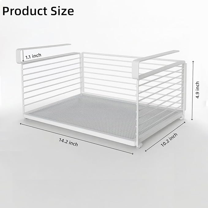Under Shelf Storage Basket, Metal Wire Slide -in Under Cabinet Organizer