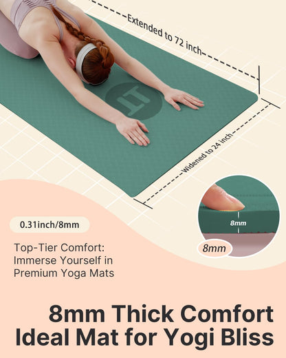 YOTTOY Yoga Mat, 72"x 32"x1/3" Extra Wide Non-Slip Exercise Fitness Yoga Mats,Eco-Friendly TPE Exercise Mats for Women Men Home Workout with Strap Bag