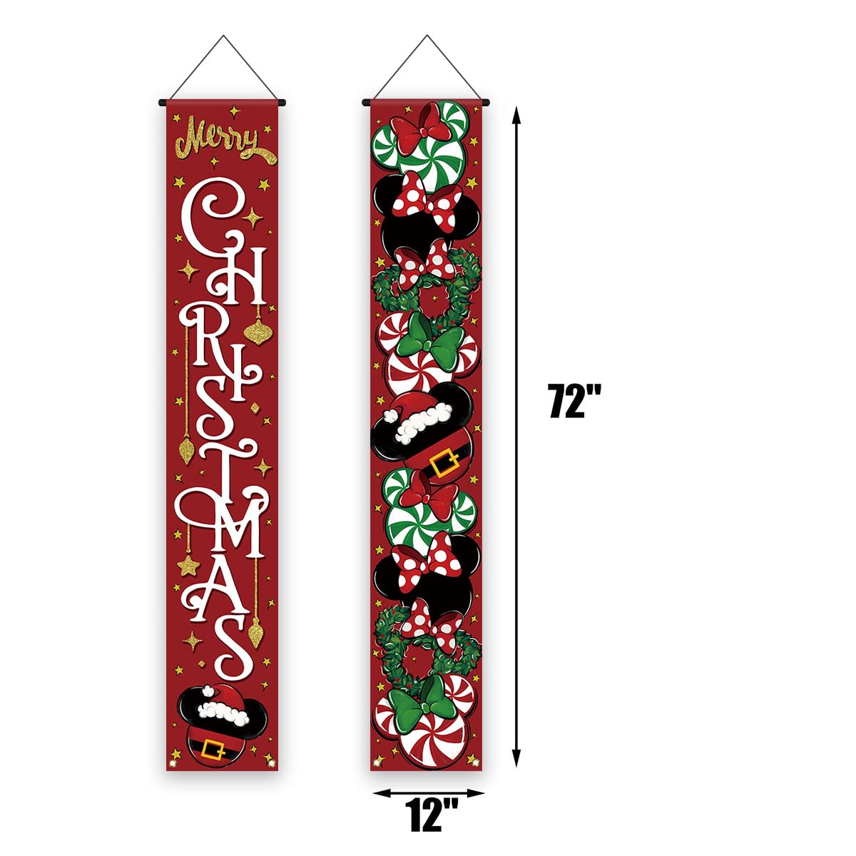 Christmas Cartoon Mouse Welcome Sign - New Year Winter Xmas Decor - Red Christmas Decorations for Home Party