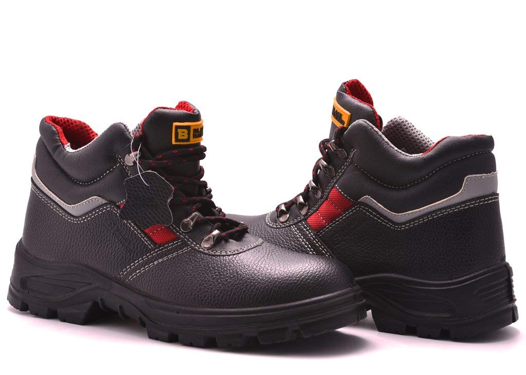 Black Hammer Mens Safety Boots Leather S3 SRC Black Steel Toe Cap Work Shoes Ankle 5993 (11 UK)