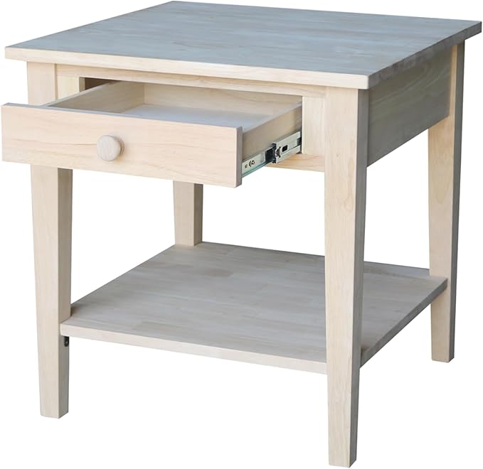 Solid Wood Spencer End Table, Unfinished